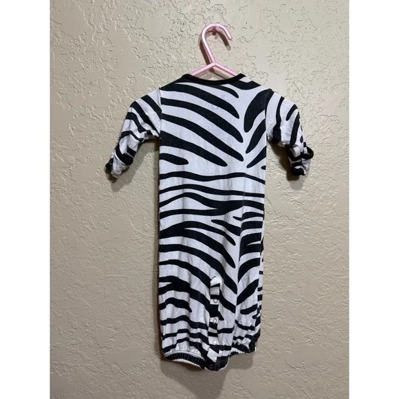 Kickee Pants 0-3 month Bamboo Baby Pajama Gown Sleeper Zebra Print - Picture 6 of 6